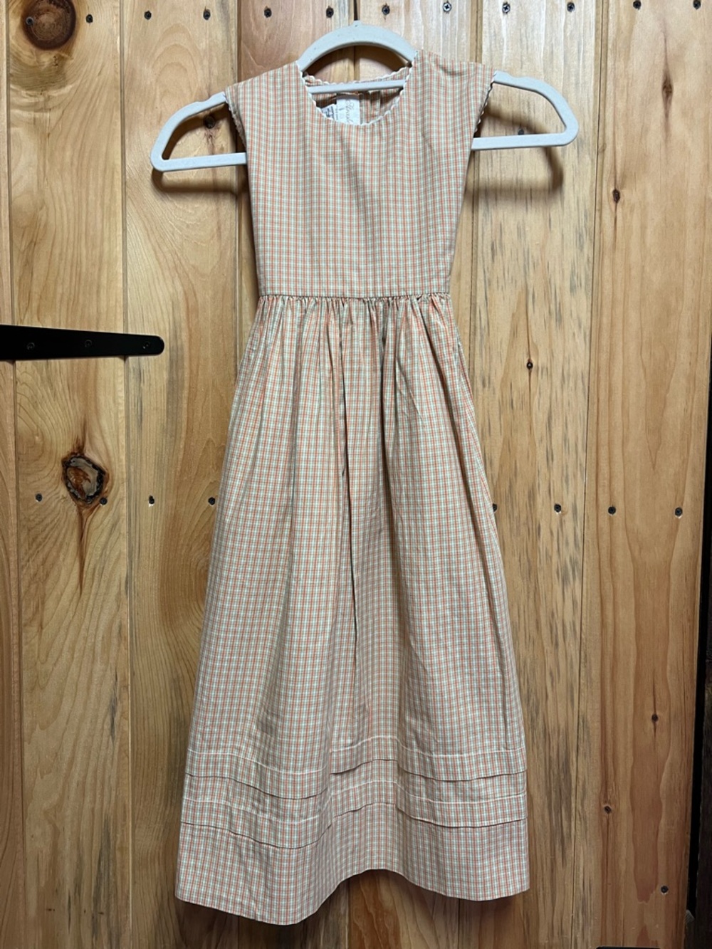 Strasburg Peach and White Check Sleeveless Dress